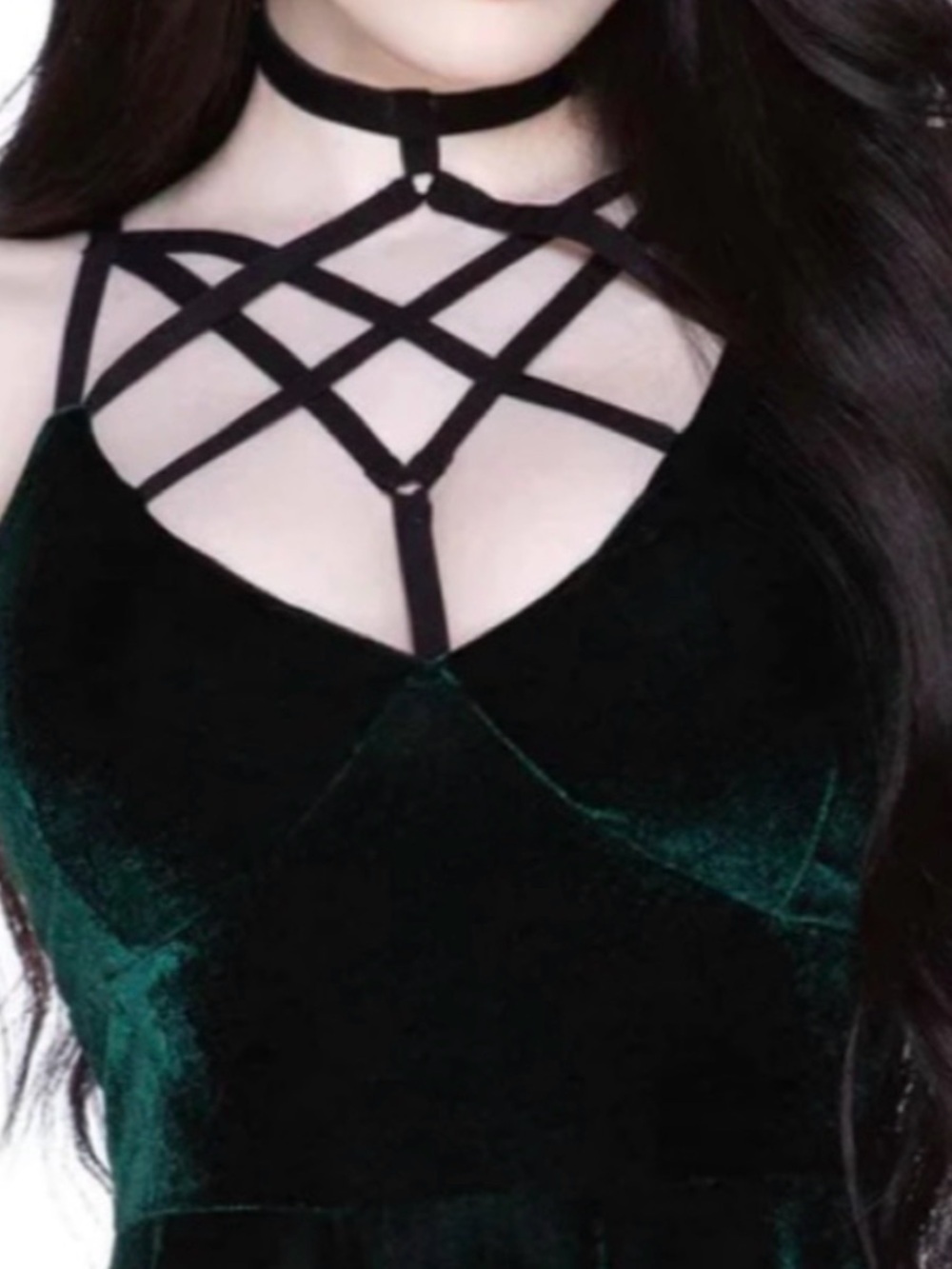 Killstar Velvet Strappy mini Dress - Picture 3 of 7